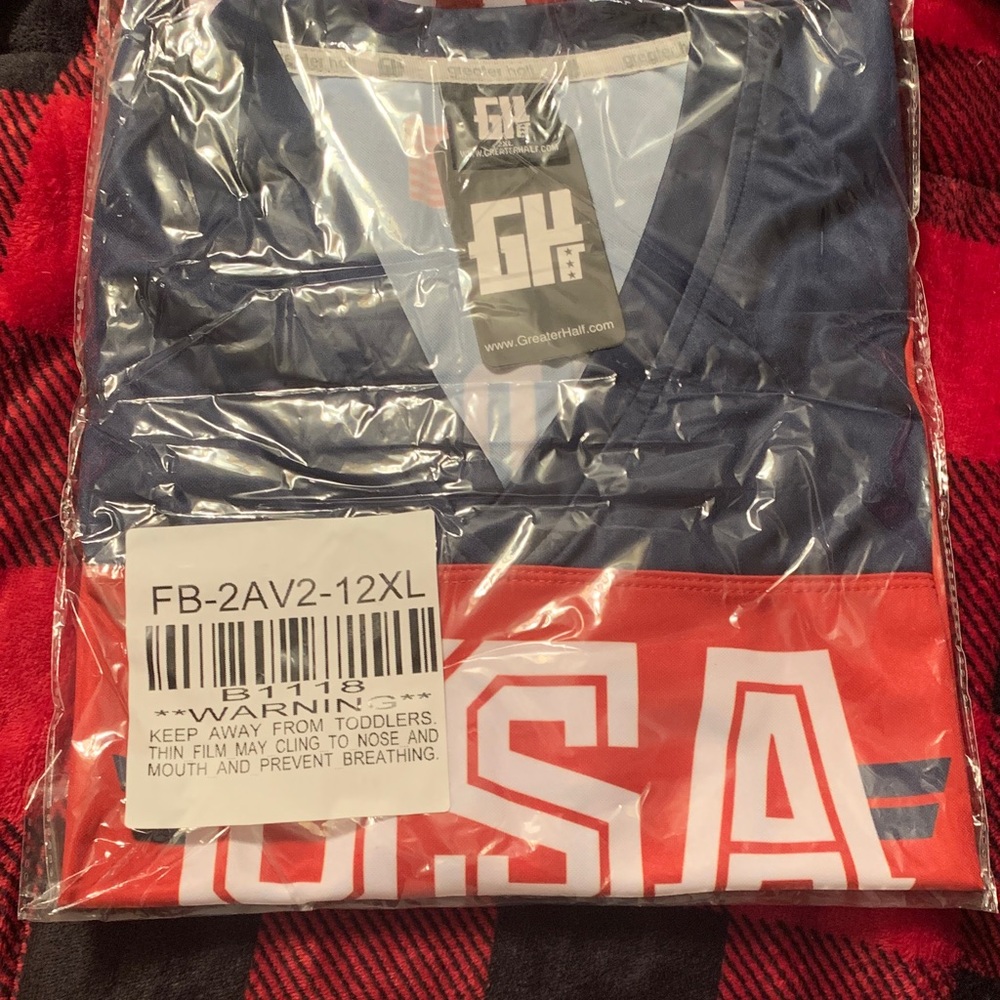 Greatest Hall USA Men's Navy and Red Jersey Shirt